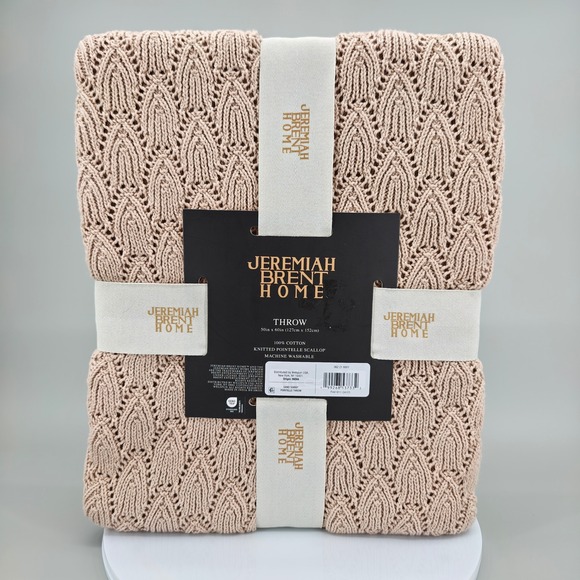 Jeremiah Brent Home Other - Jeremiah Brent Home Knitted Pointelle Scallop Throw Sand 50x60 100% Cotton NWT